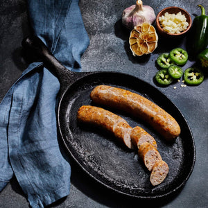 Jalapeno Cheddar Sausage - Cooked Jalapeno Cheddar Sausage - Domestic Seafood
