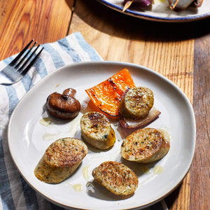 Spinach, Feta & Chicken Bratwurst - Plate - Domestic Seafood